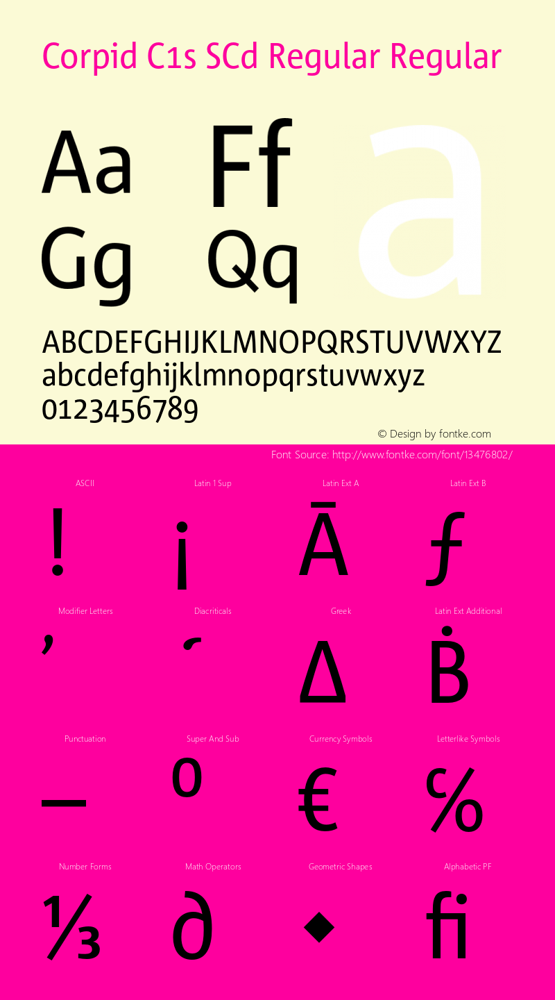 Corpid C1s SCd Regular Regular Version 2.039 Font Sample