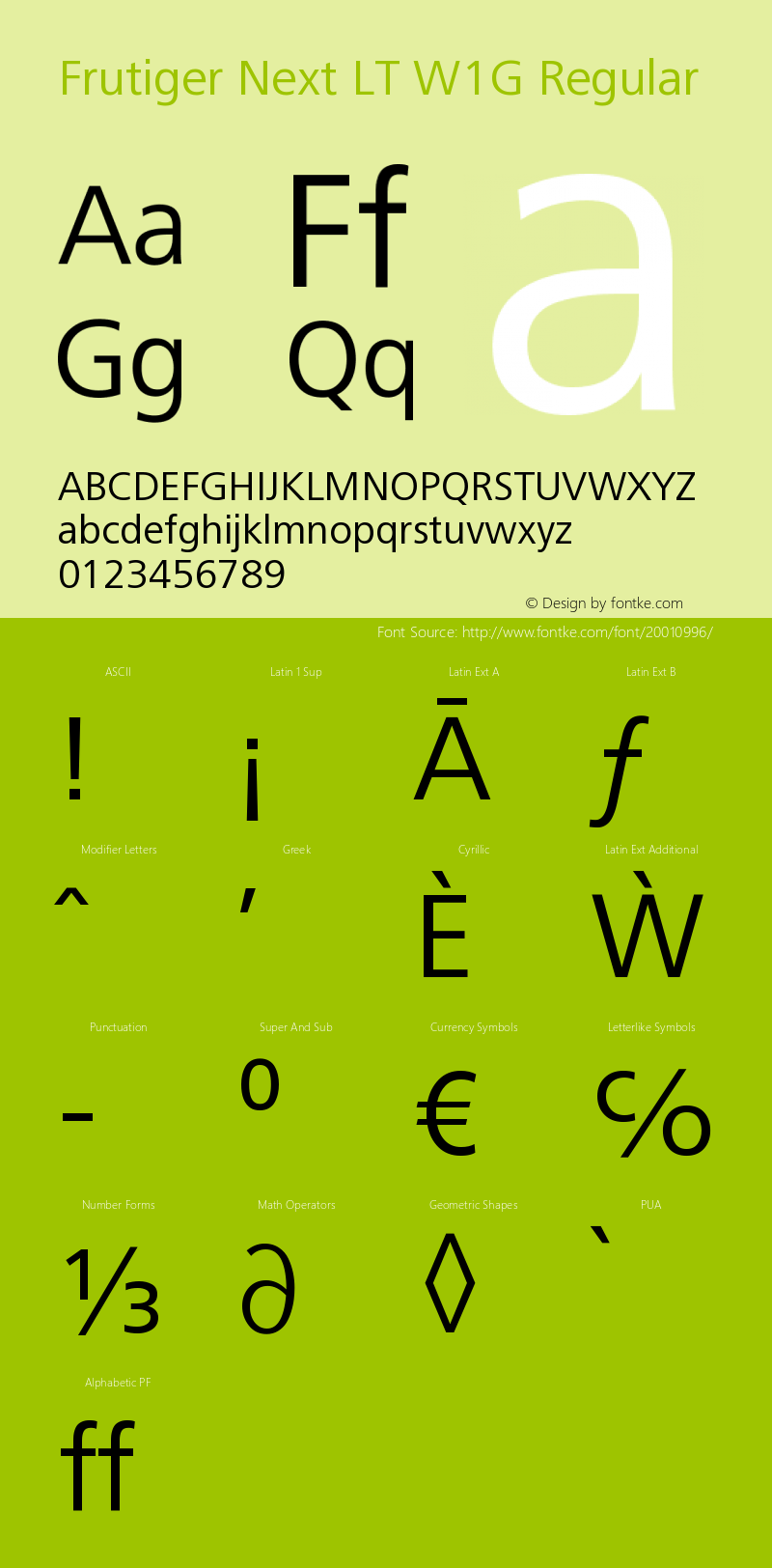 FrutigerNextLTW1G-Regular Version 1.00 Font Sample