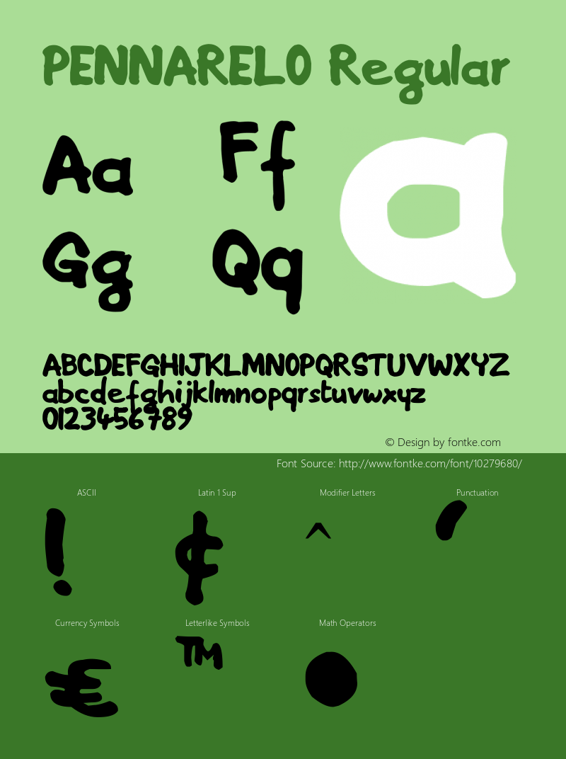 PENNARELO Regular Version 1.00 July 30, 2010, initial release Font Sample