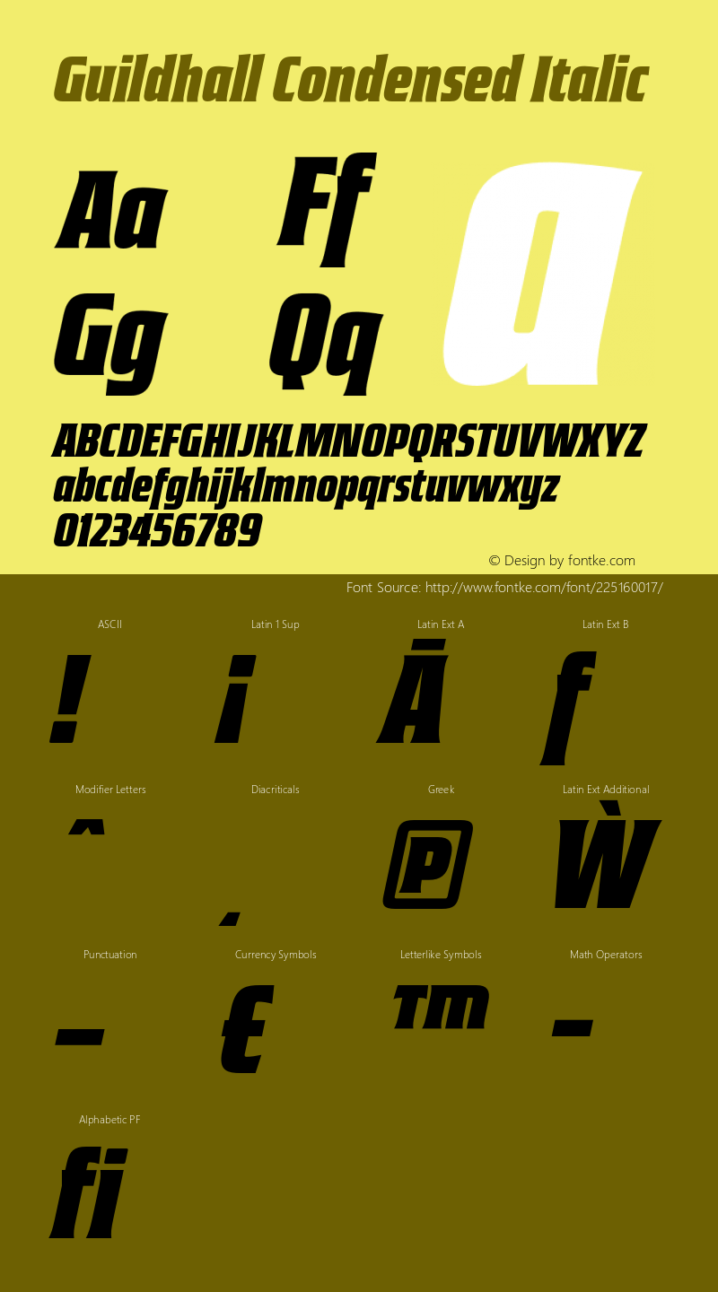 Guildhall Condensed Italic Version 3.000;FEAKit 1.0图片样张