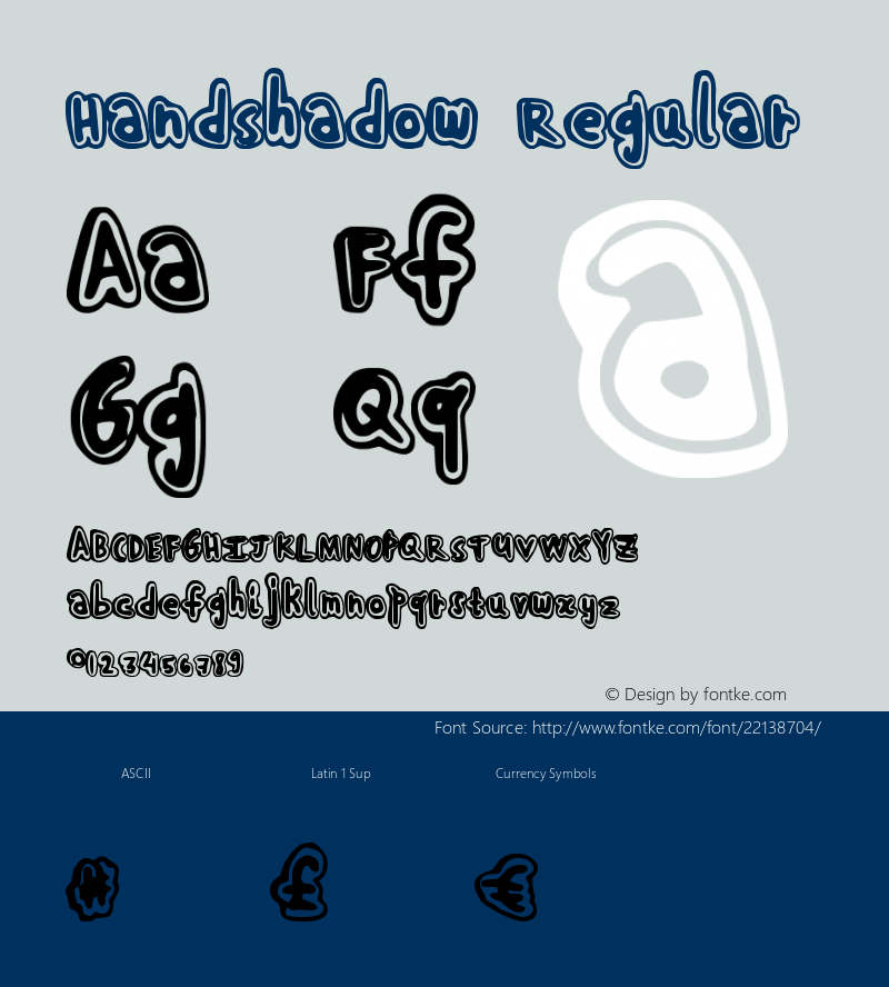 HandShadow Version 1.00 December 15, 2012, initial release Font Sample