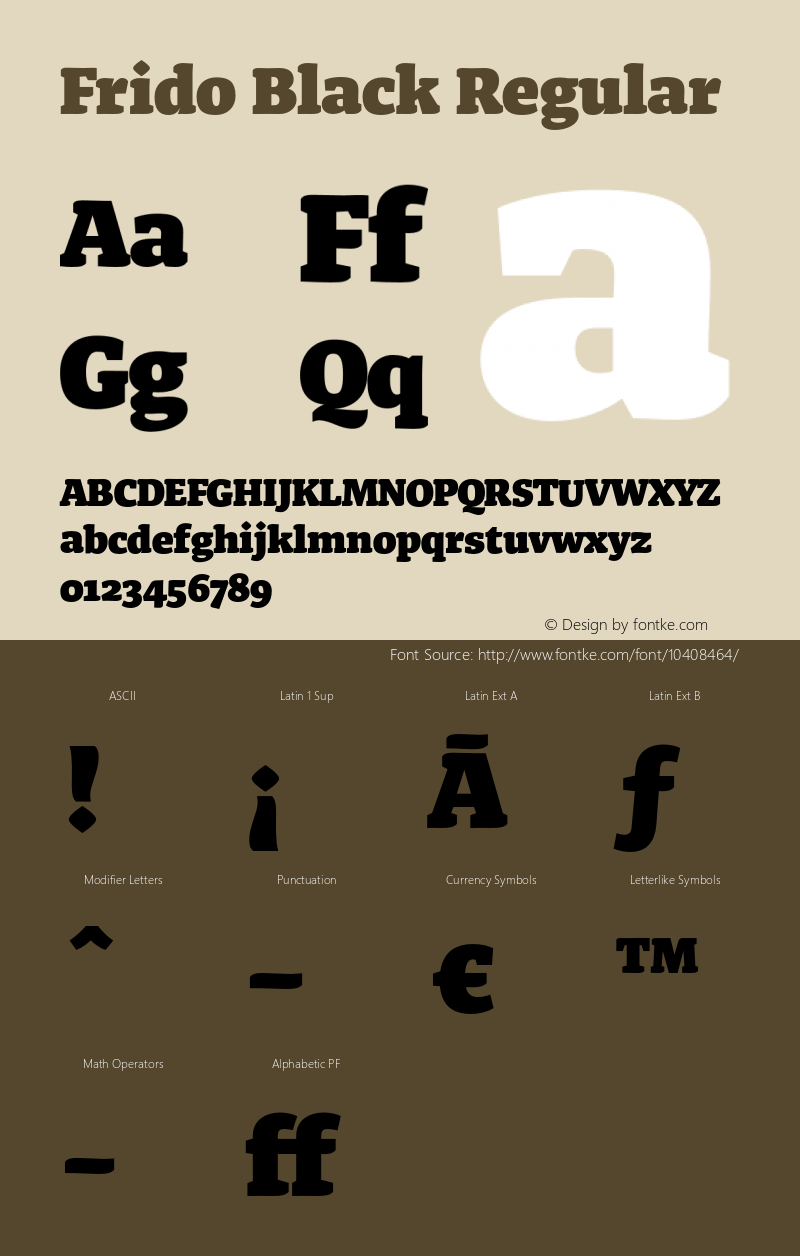 Frido Black Regular Version 3.002 Font Sample