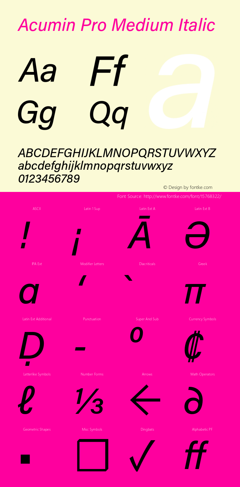 Acumin Pro Medium Italic Version 1.011;PS 1.0;hotconv 1.0.86;makeotf.lib2.5.63406 Font Sample