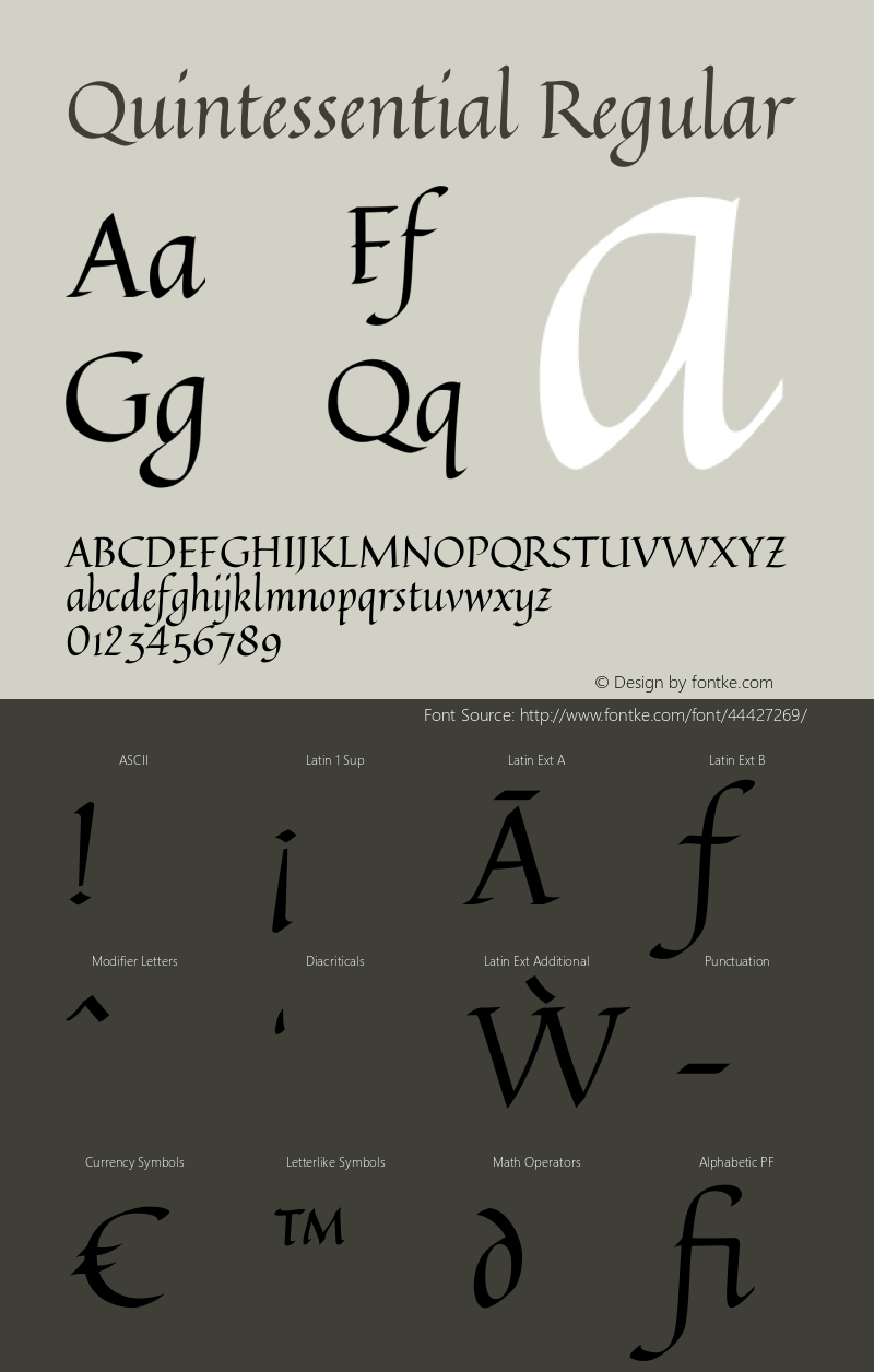 Quintessential Version 1.000 Font Sample