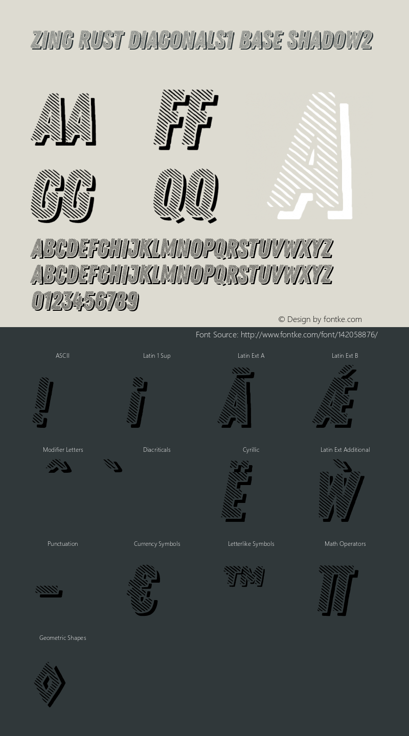 Zing Rust Diagonals1 Base Shadow2 Version 1.000 Font Sample