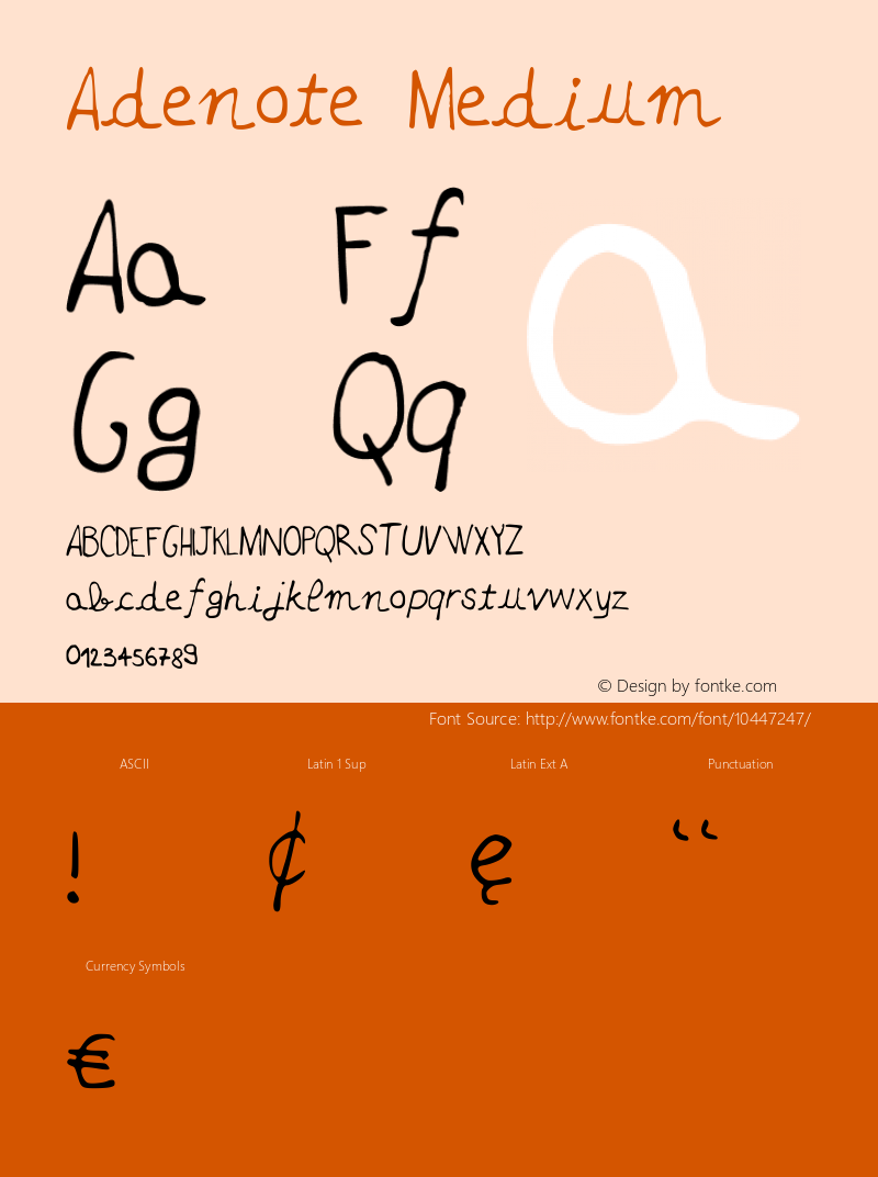 Adenote Medium Version 001.000 Font Sample