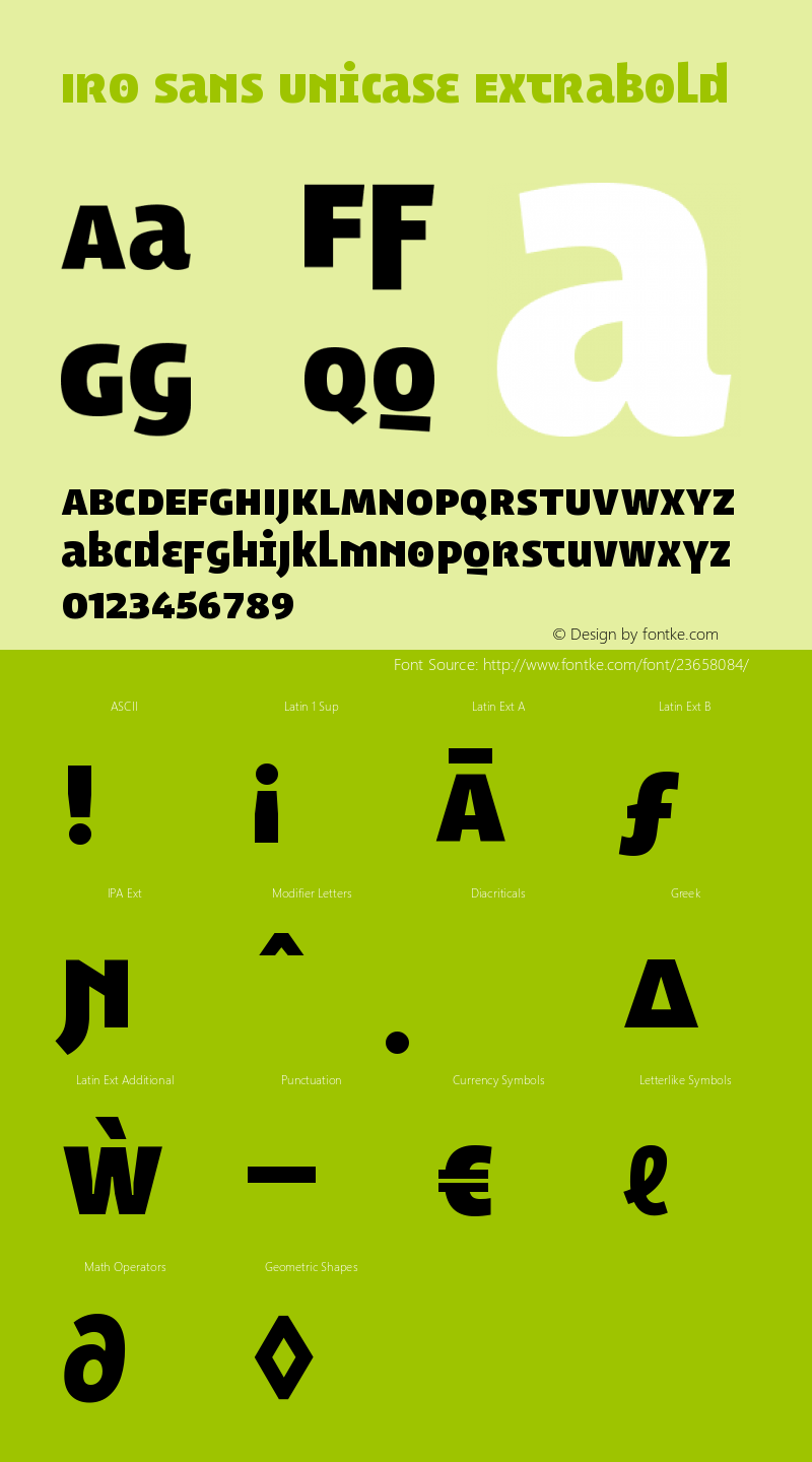 Iro Sans Unicase Extrabold Version 1.000;PS 001.000;hotconv 1.0.88;makeotf.lib2.5.64775 Font Sample