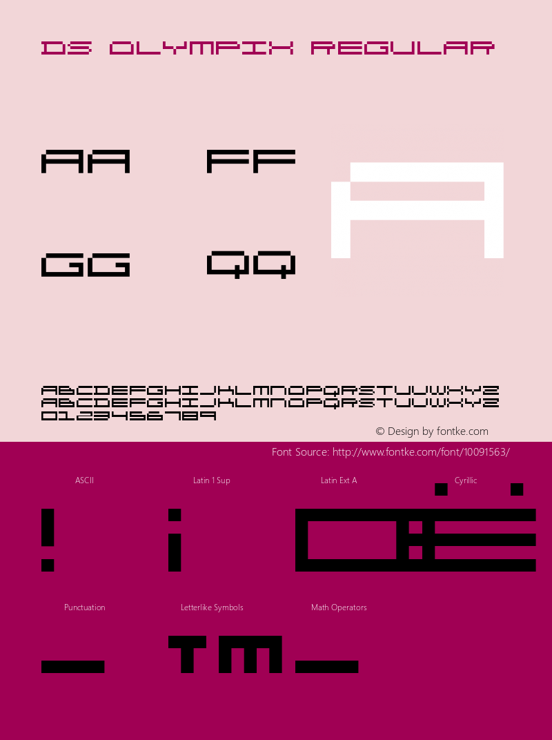 DS OlymPix Regular Version 1.0; 2001; initial release Font Sample