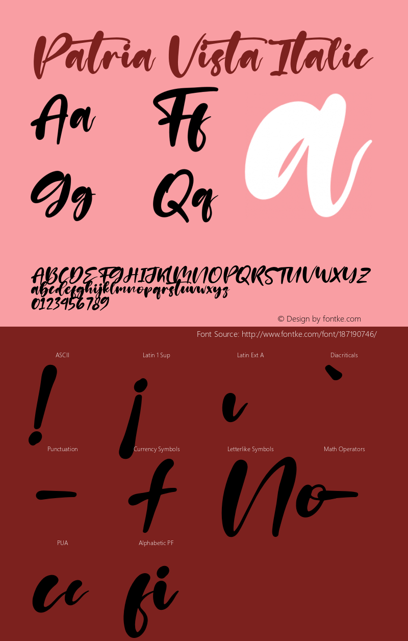 Patria Vista Italic Version 1.00;August 18, 2021;FontCreator 13.0.0.2683 64-bit图片样张