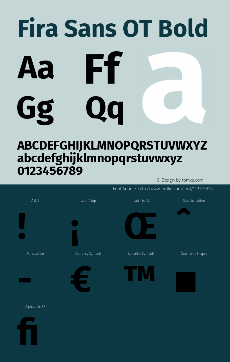 Fira Sans OT Bold Version 2.001 Font Sample