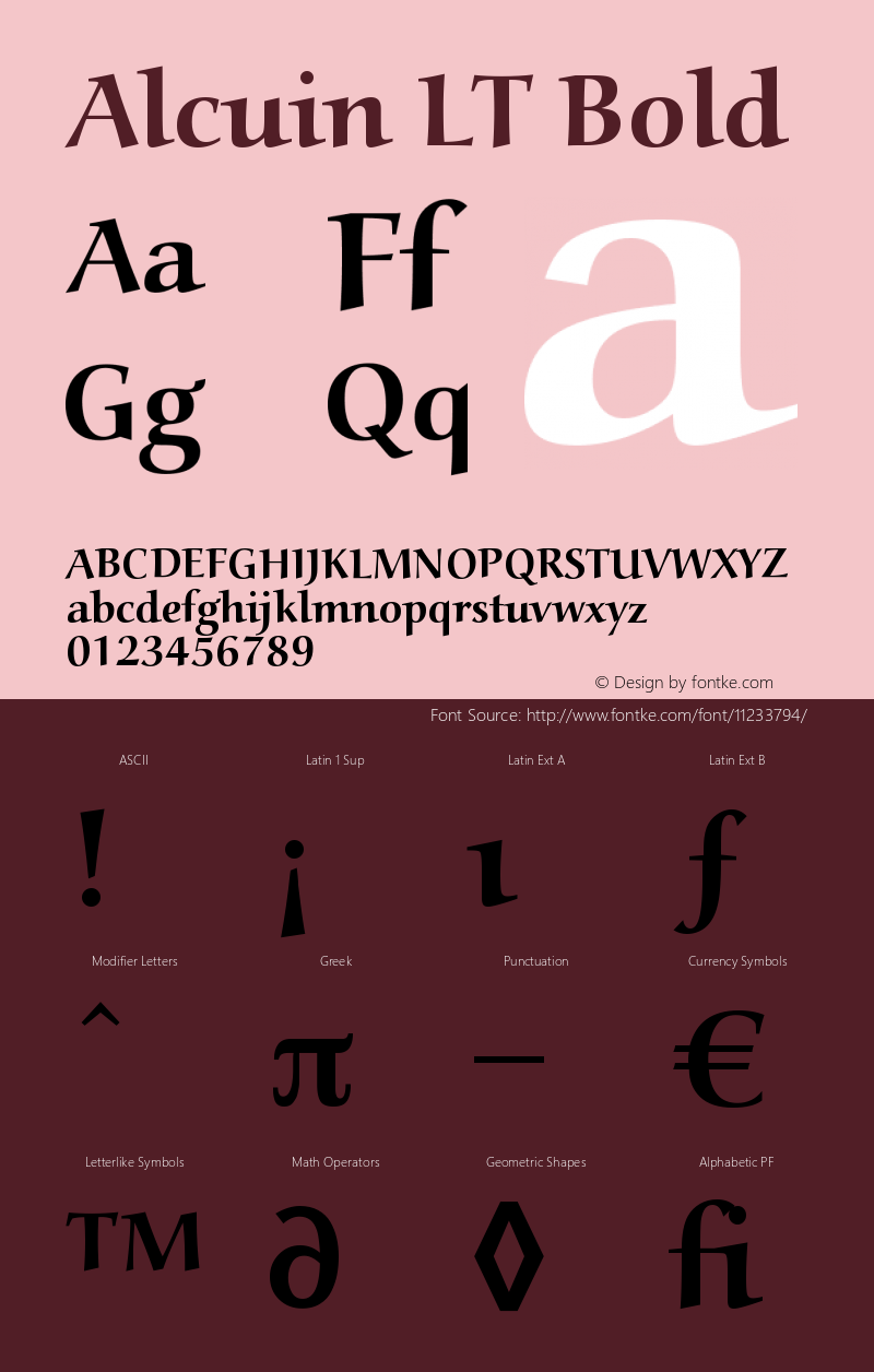 Alcuin LT Bold Version 001.000 Font Sample