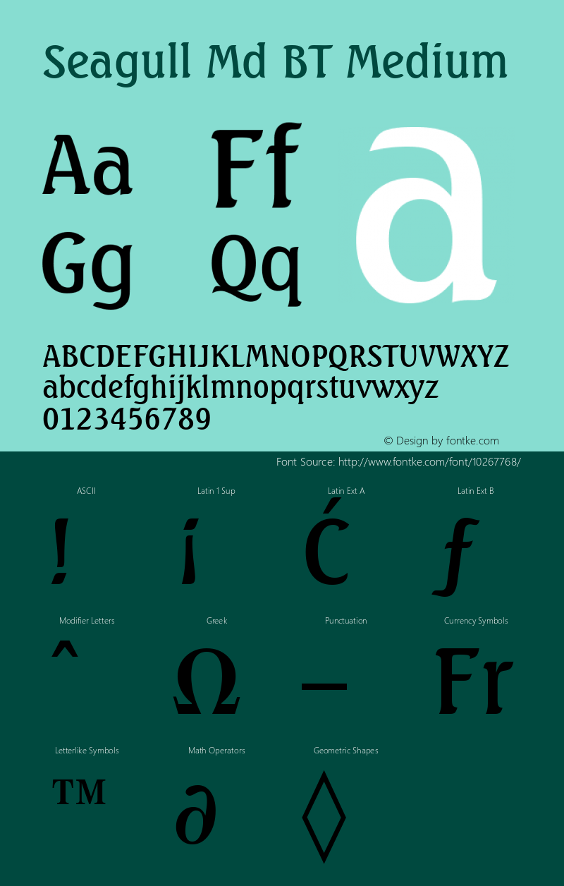 Seagull Md BT Medium mfgpctt-v1.53 Monday, February 1, 1993 1:26:20 pm (EST) Font Sample