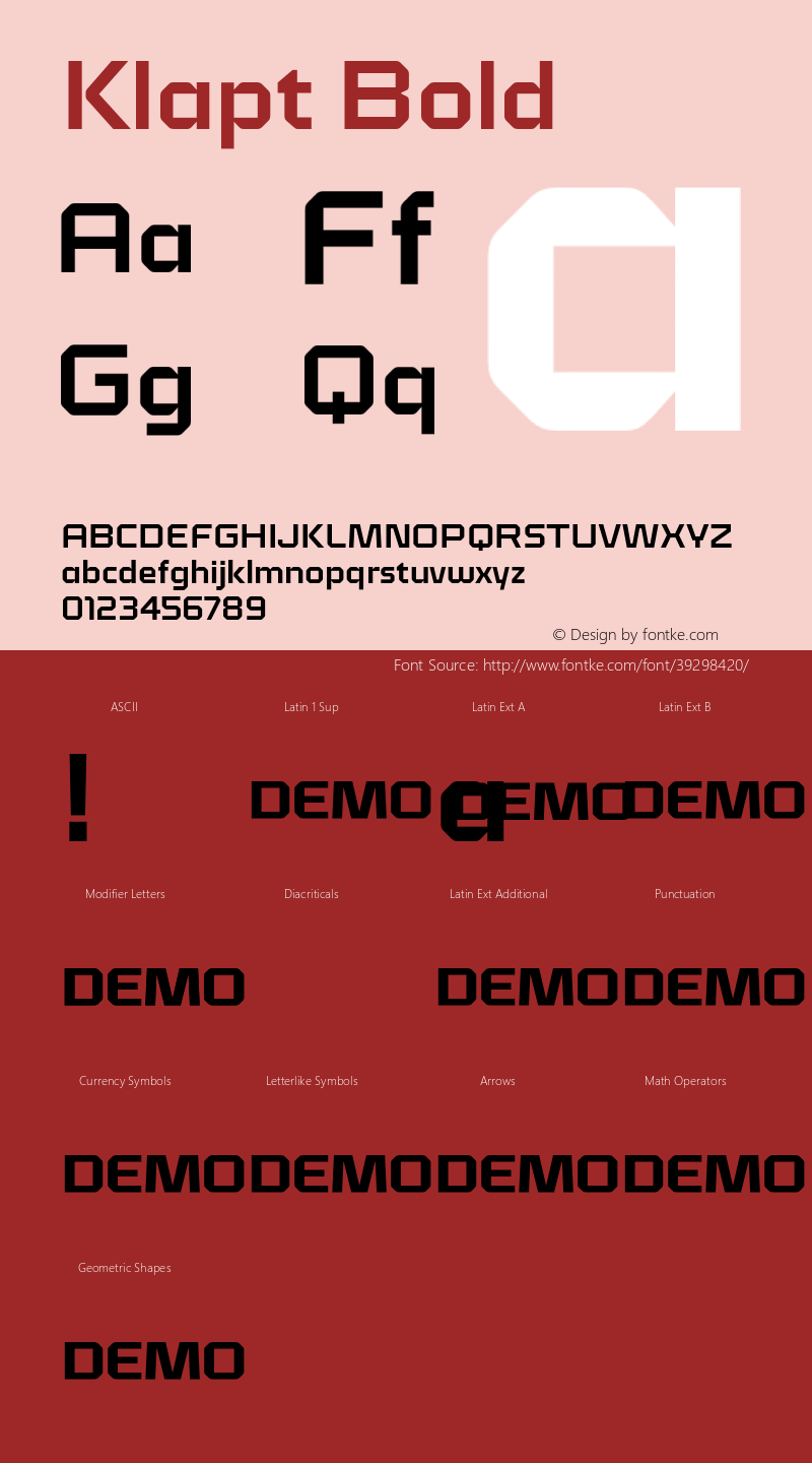 Klapt Bold Version 1.000;hotconv 1.0.109;makeotfexe 2.5.65596 Font Sample