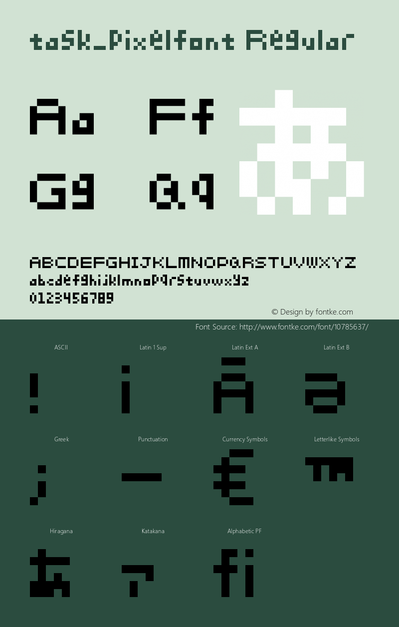 task_pixelfont Regular Version 1.0 Font Sample