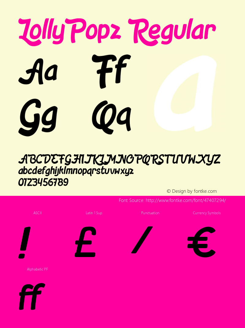 LollyPopz Version 1.000 Font Sample