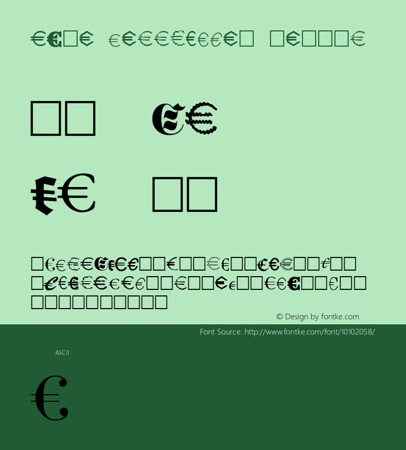 Euro Collection Normal 1997; 1.5 Font Sample