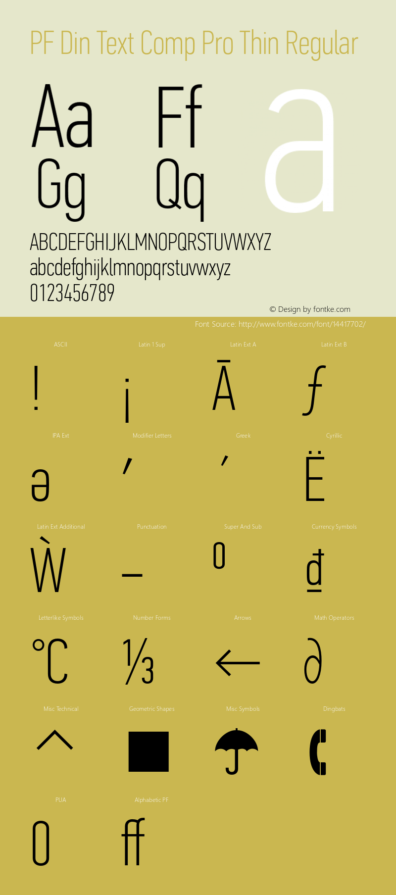 PF Din Text Comp Pro Thin Regular Version 2.006 Font Sample