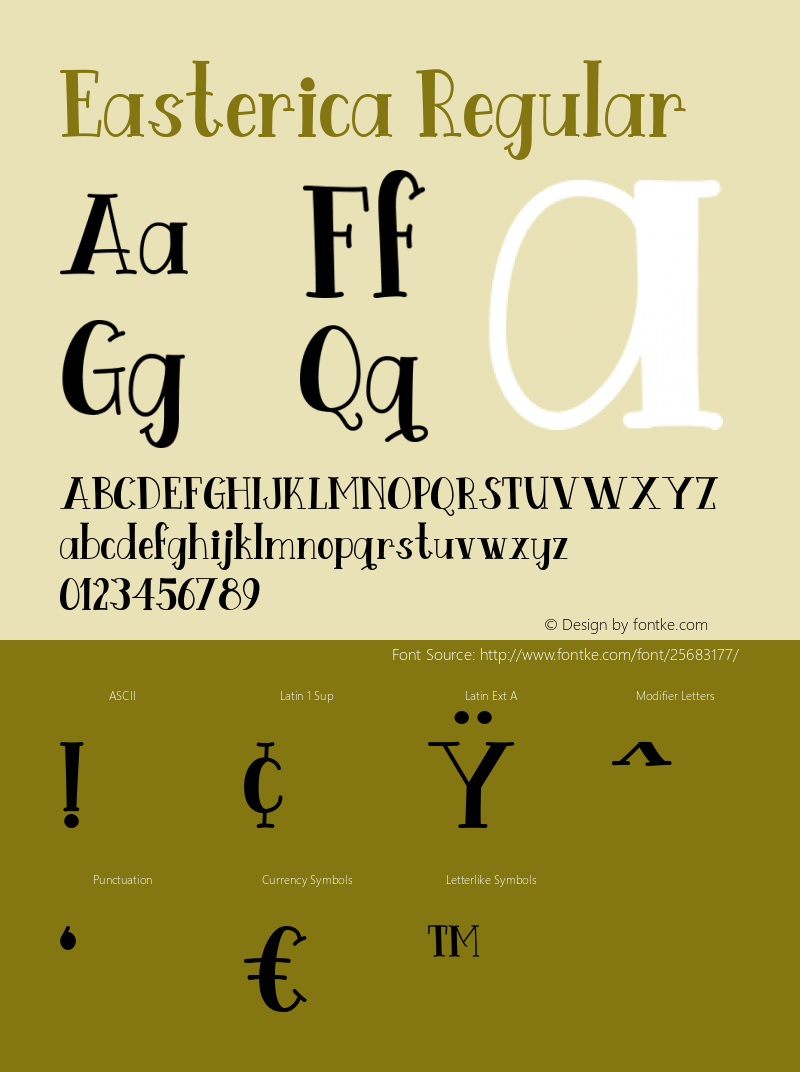 Easterica Regular Version 1.000 Font Sample