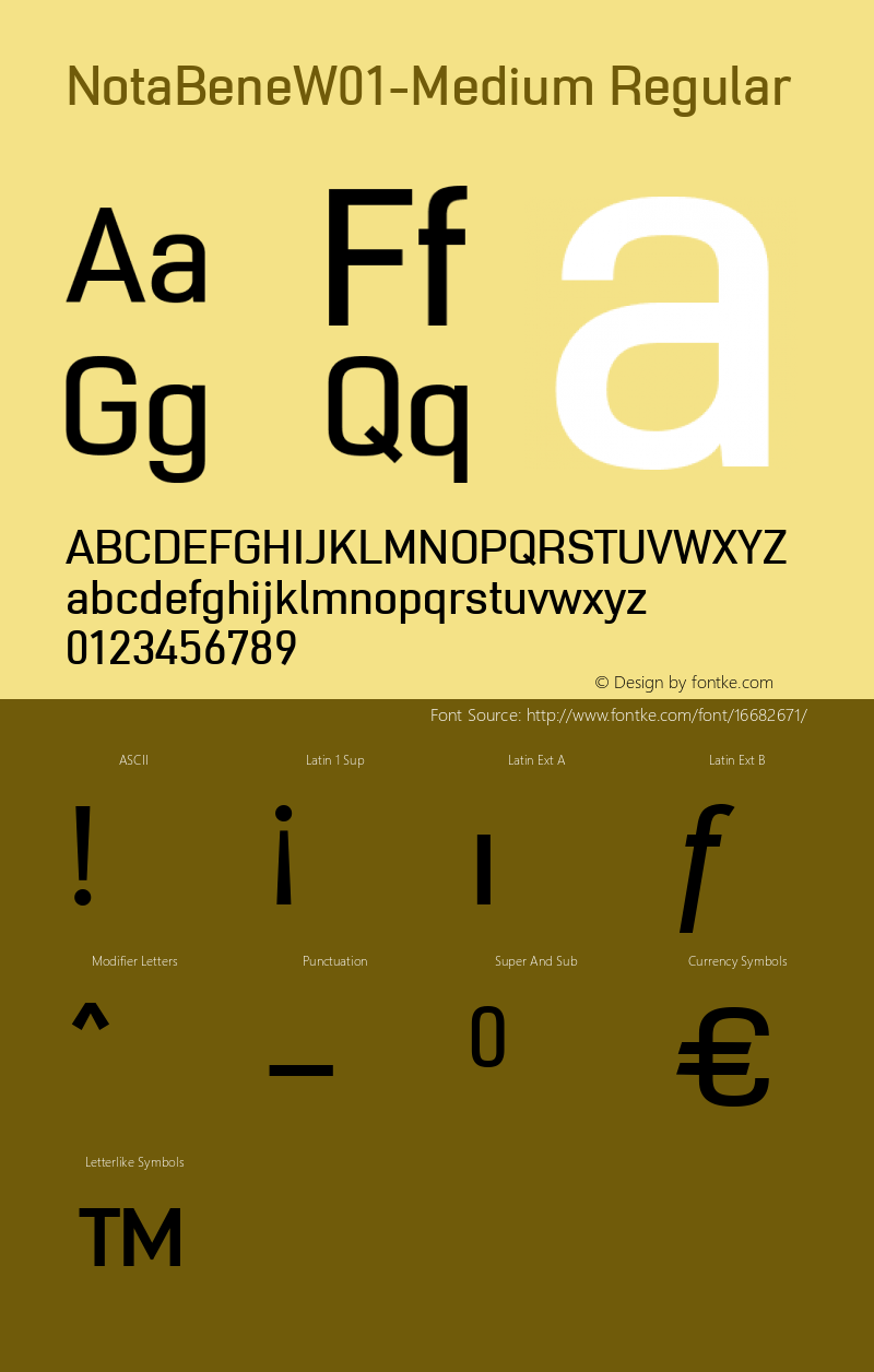 NotaBeneW01-Medium Regular Version 1.00 Font Sample