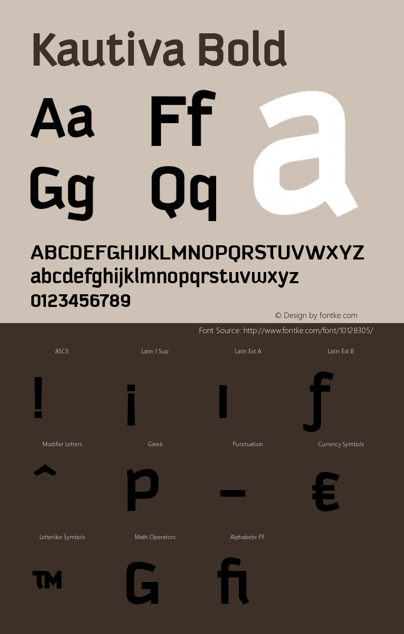 Kautiva Bold Version 001.000 Font Sample