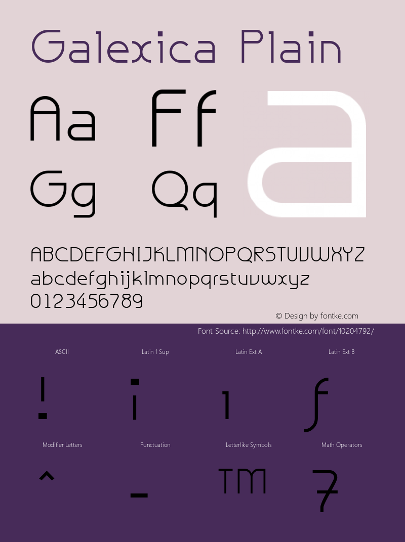 Galexica Plain Macromedia Fontographer 4.1.3 7/9/96 Font Sample