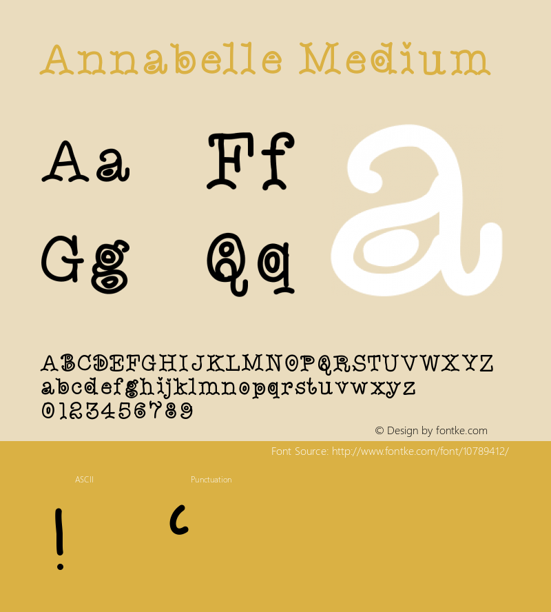 Annabelle Medium Version 001.000 Font Sample