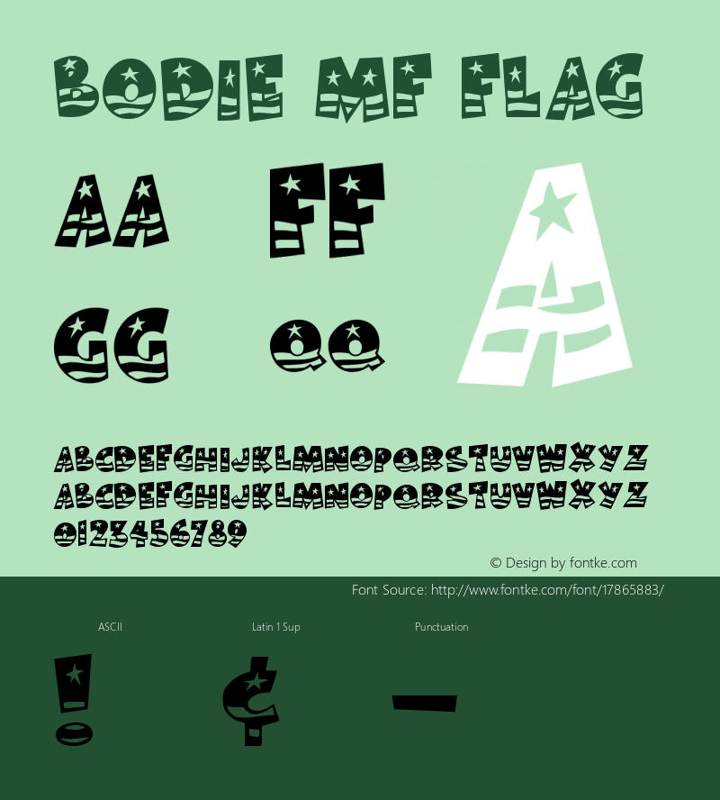 Bodie MF Flag Version Altsys Fontographer Font Sample