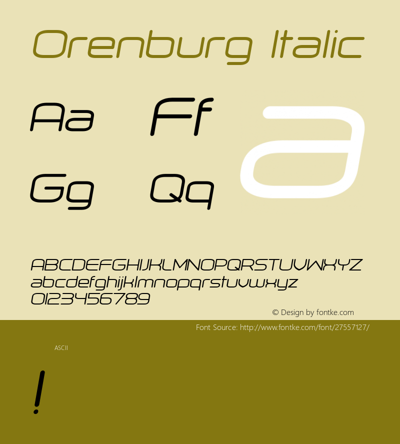 Orenburg Italic Version 1.000 Font Sample