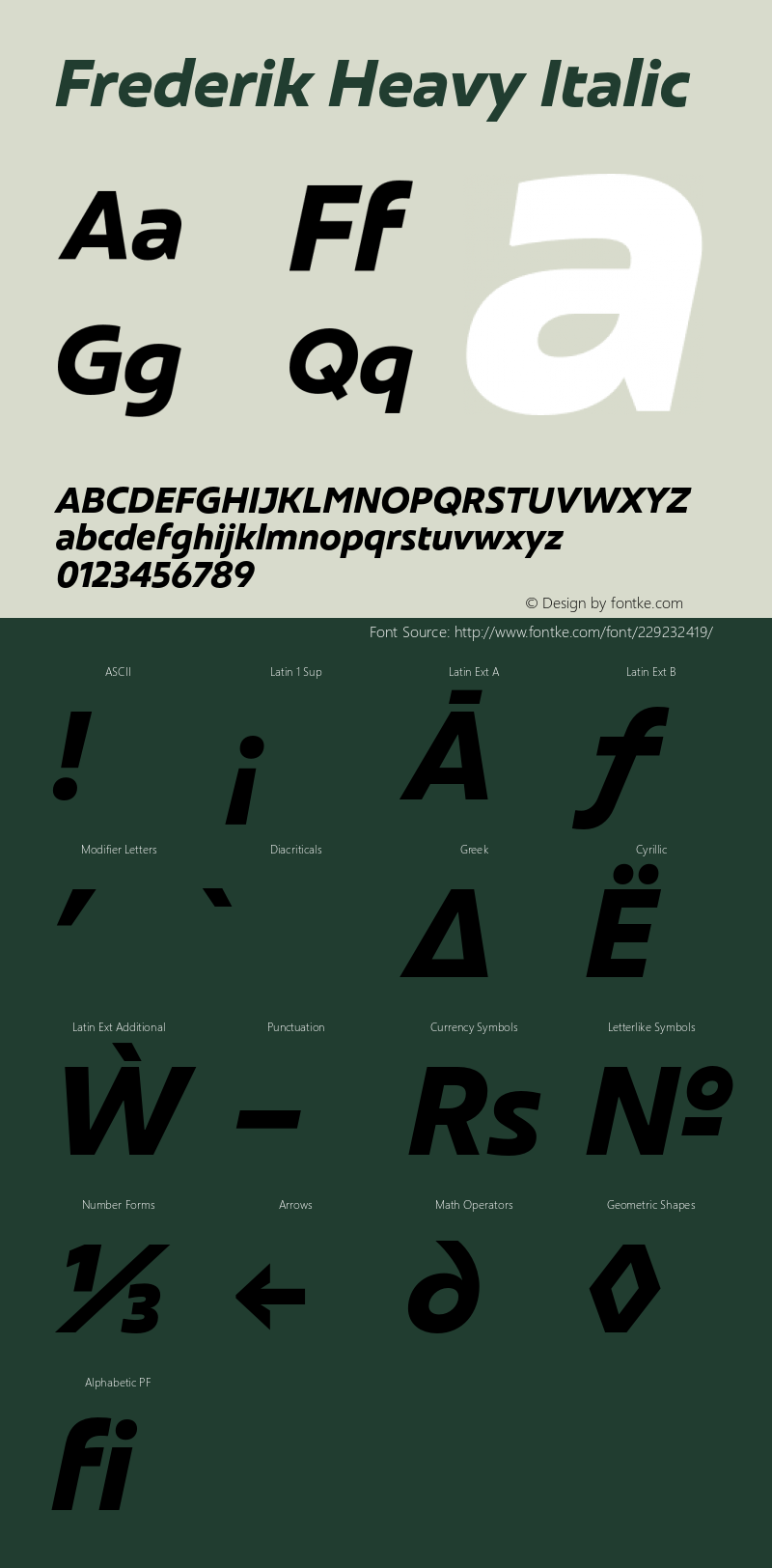 Frederik Heavy Italic Version 001.000 February 2019图片样张