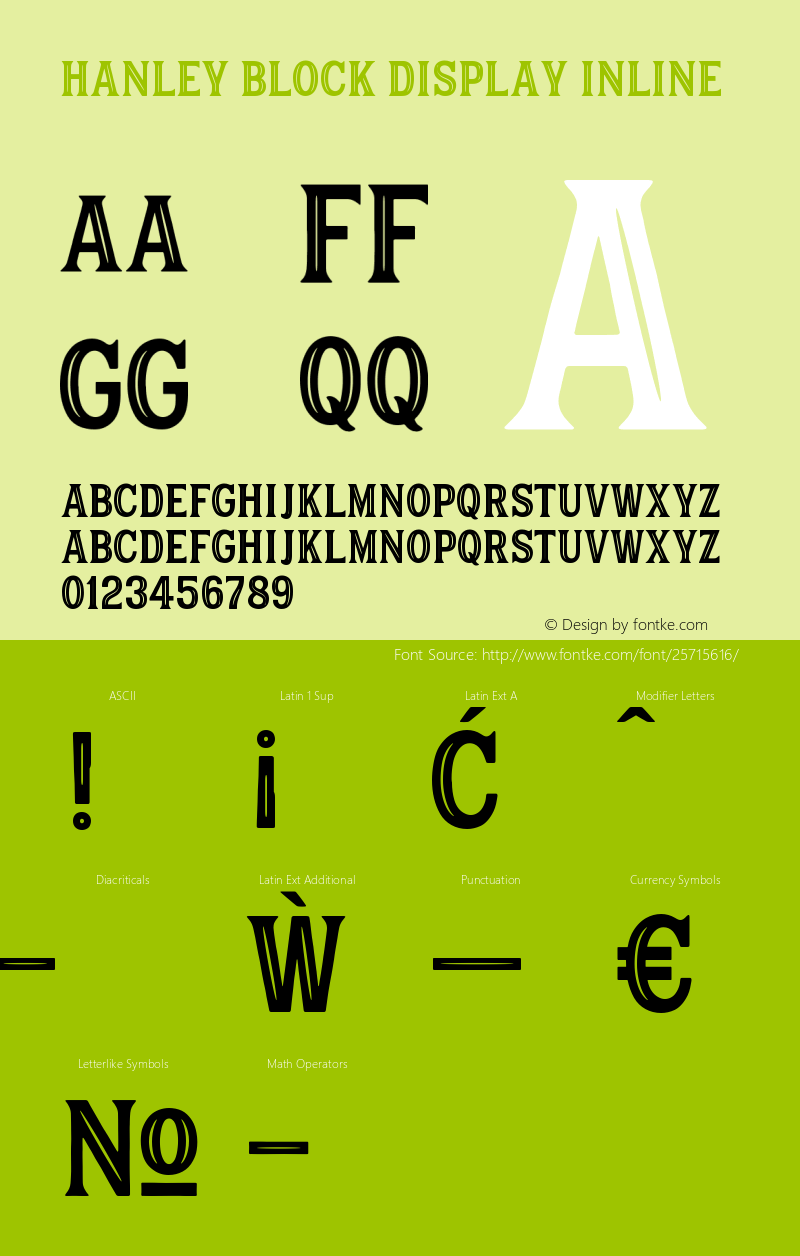 Hanley Block Display Inline Version 1.000 Font Sample