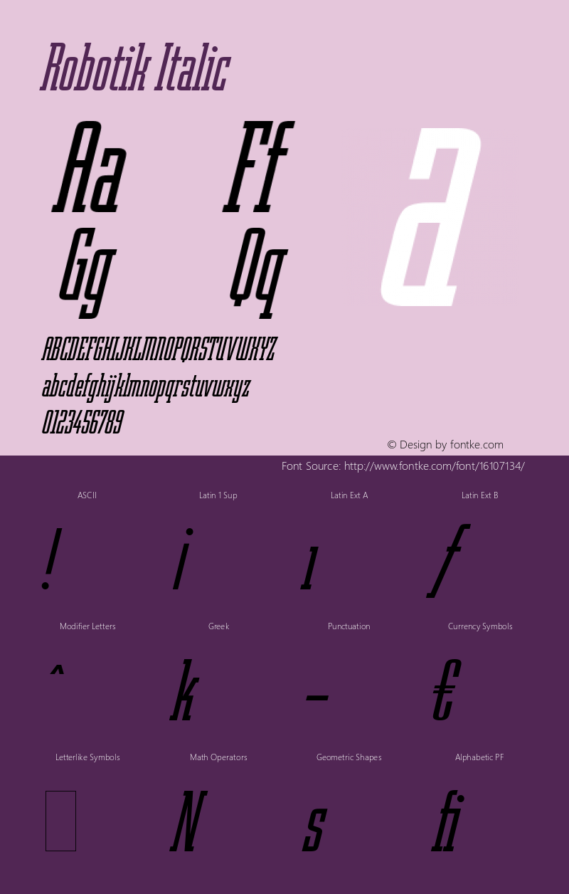 Robotik Italic 005.000 Font Sample