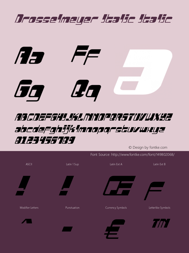 Drosselmeyer Italic Version 3.0; 2016 Font Sample
