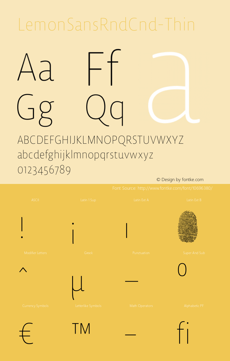 LemonSansRndCnd-Thin ☞ Version 2.001;com.myfonts.easy.type-department.lemon-sans-rounded.cnd-thin.wfkit2.version.4nPg Font Sample