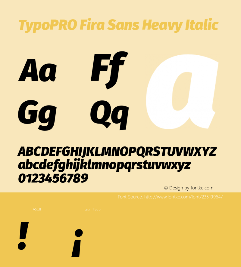 TypoPRO Fira Sans Heavy Italic Version 4.203;PS 004.203;hotconv 1.0.88;makeotf.lib2.5.64775 Font Sample