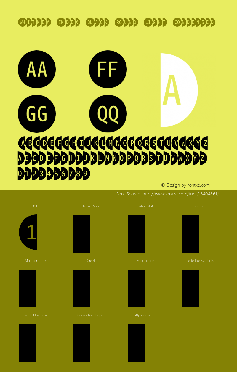 Whitney Index Black Round Light Condensed Version 1.3 Basic Font Sample