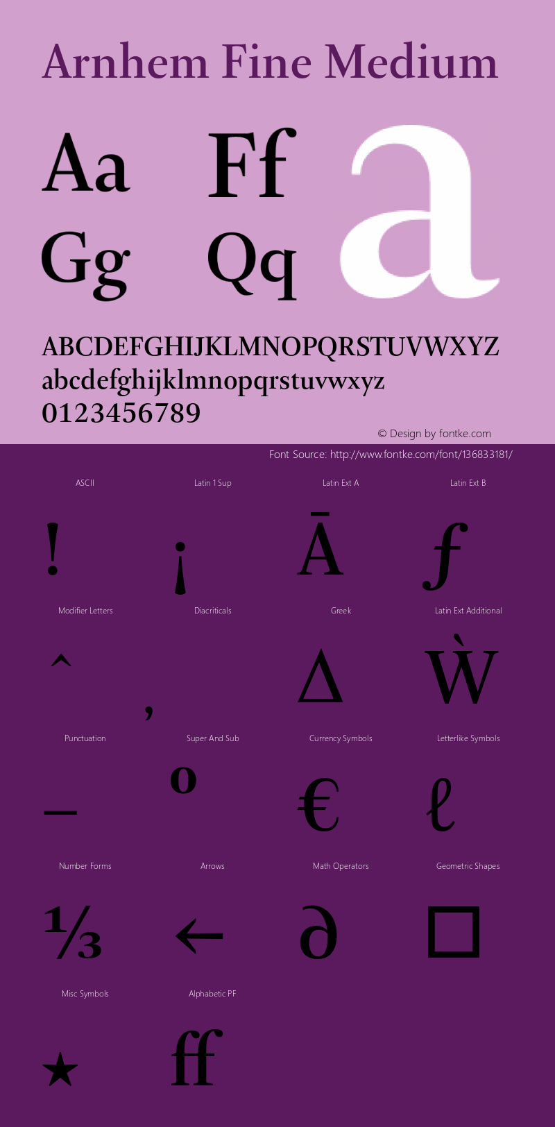 ArnhemFine-Medium Version 1.003; build 0001 Font Sample