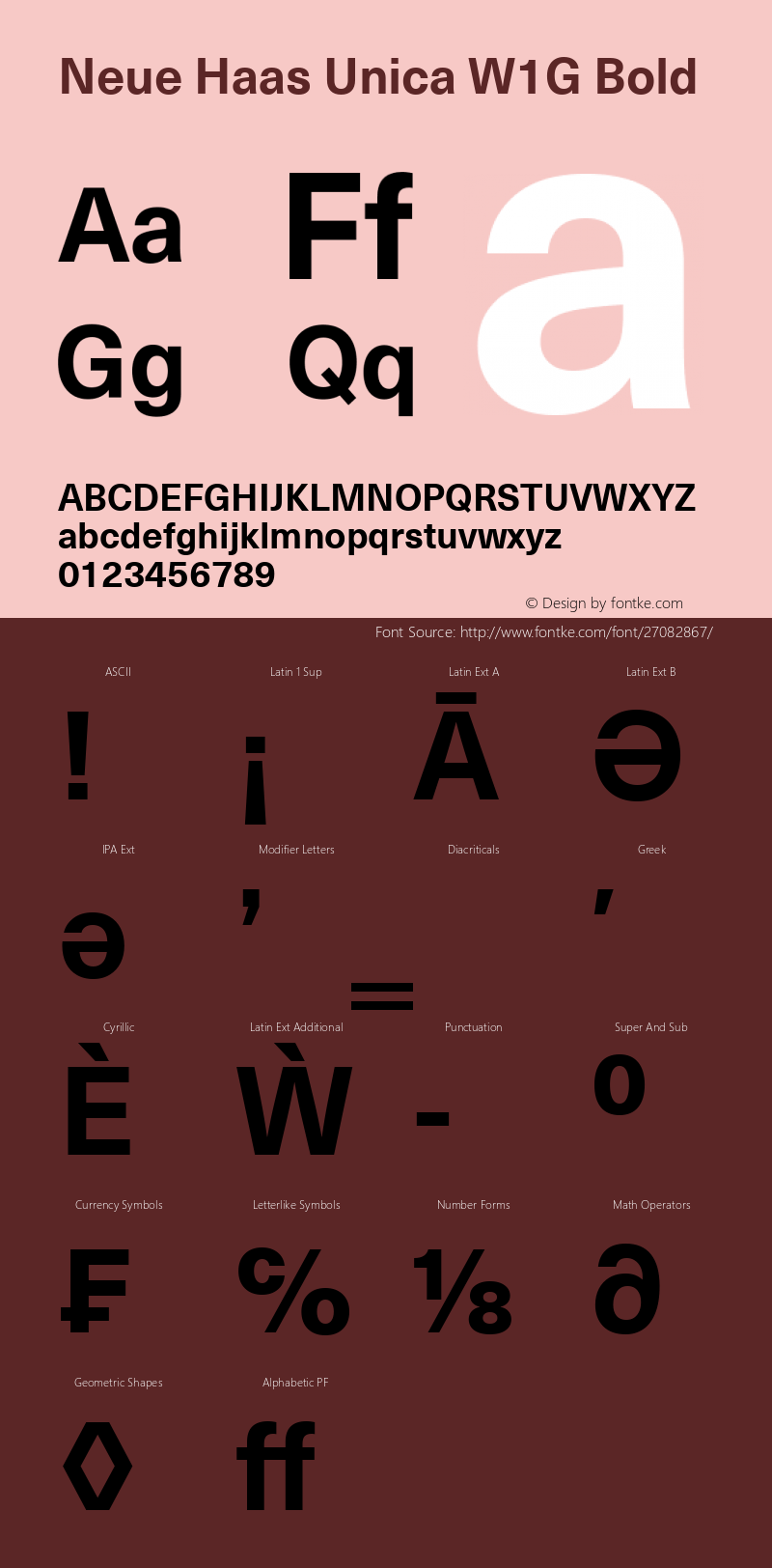 Neue Haas Unica W1G Bold Version 1.00 Font Sample