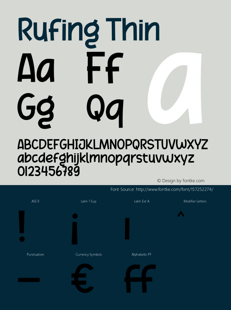 Rufing Thin Version 1.002;Fontself Maker 3.5.4 Font Sample