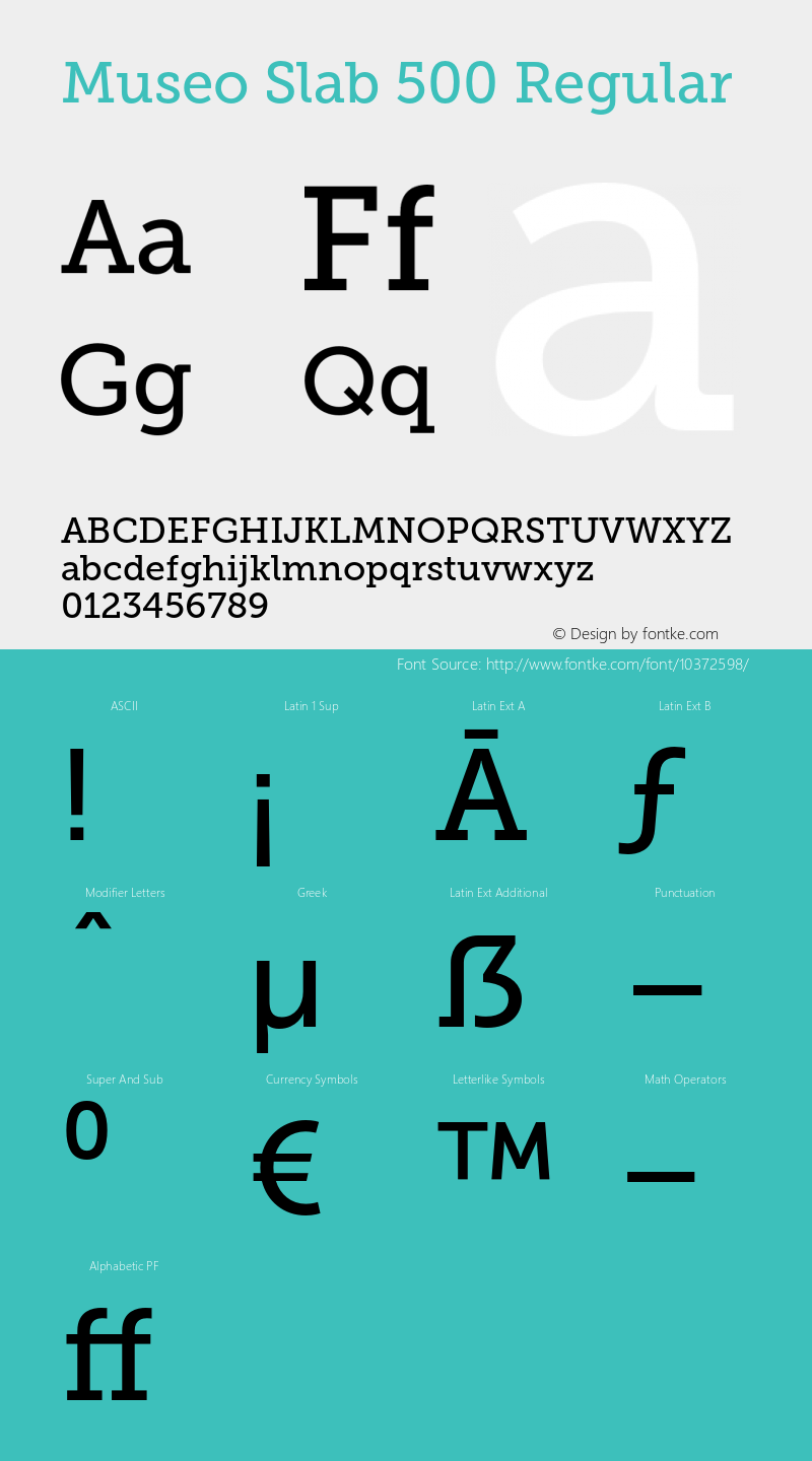 Museo Slab 500 Regular Version 1.000 Font Sample