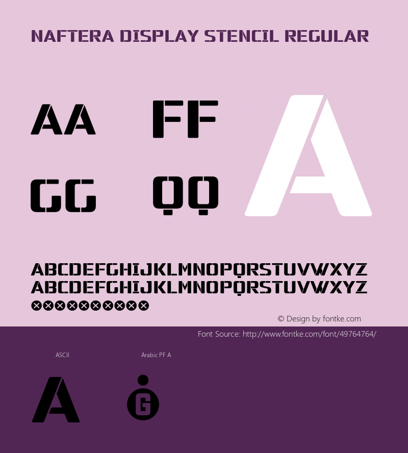 NafteraDisplayStencil Version 1.000 2019 initial release Font Sample