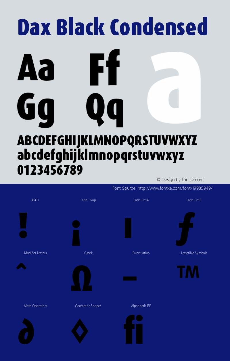 Dax-BlackCondensed Version 001.002; t1 to otf conv Font Sample