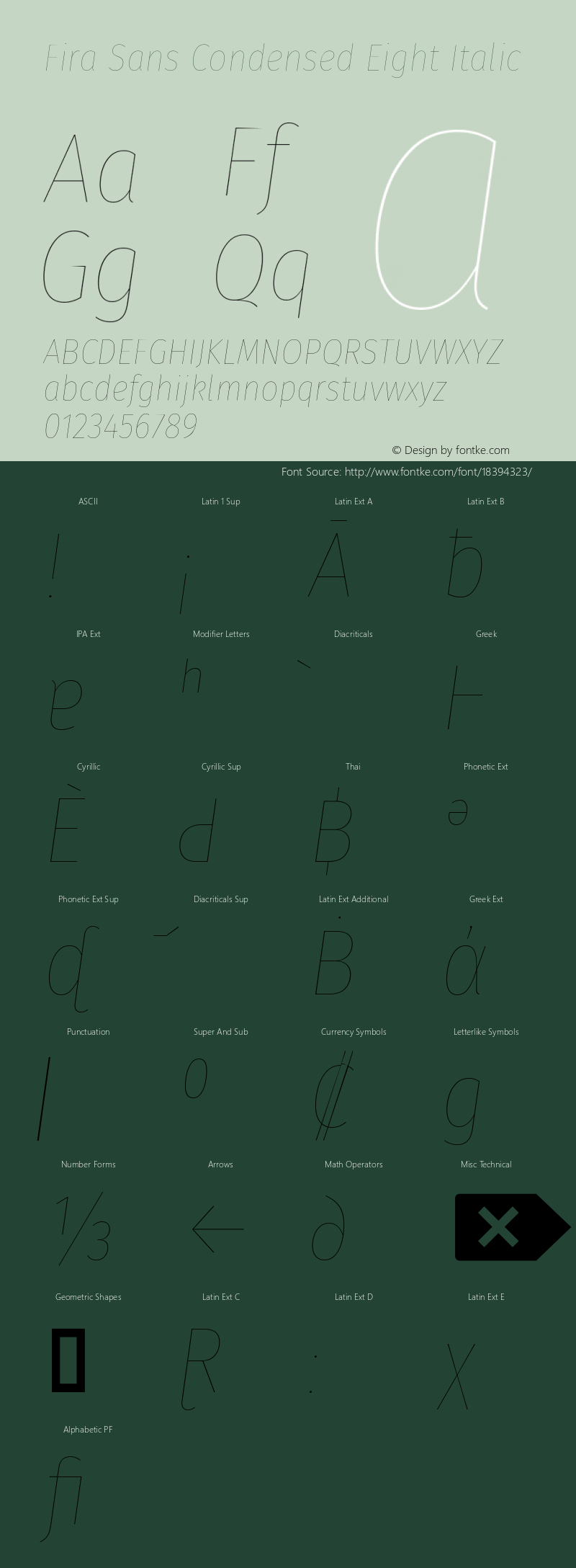Fira Sans Condensed Eight Italic Version 4.203 Font Sample