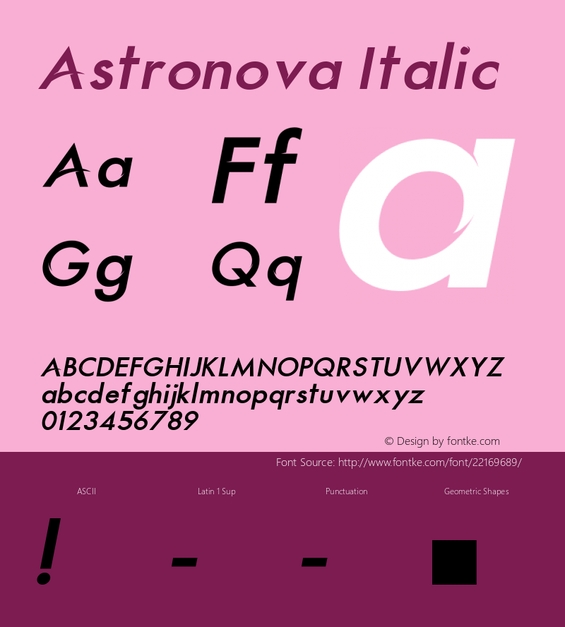 Astronova Italic Version 1.0 Font Sample