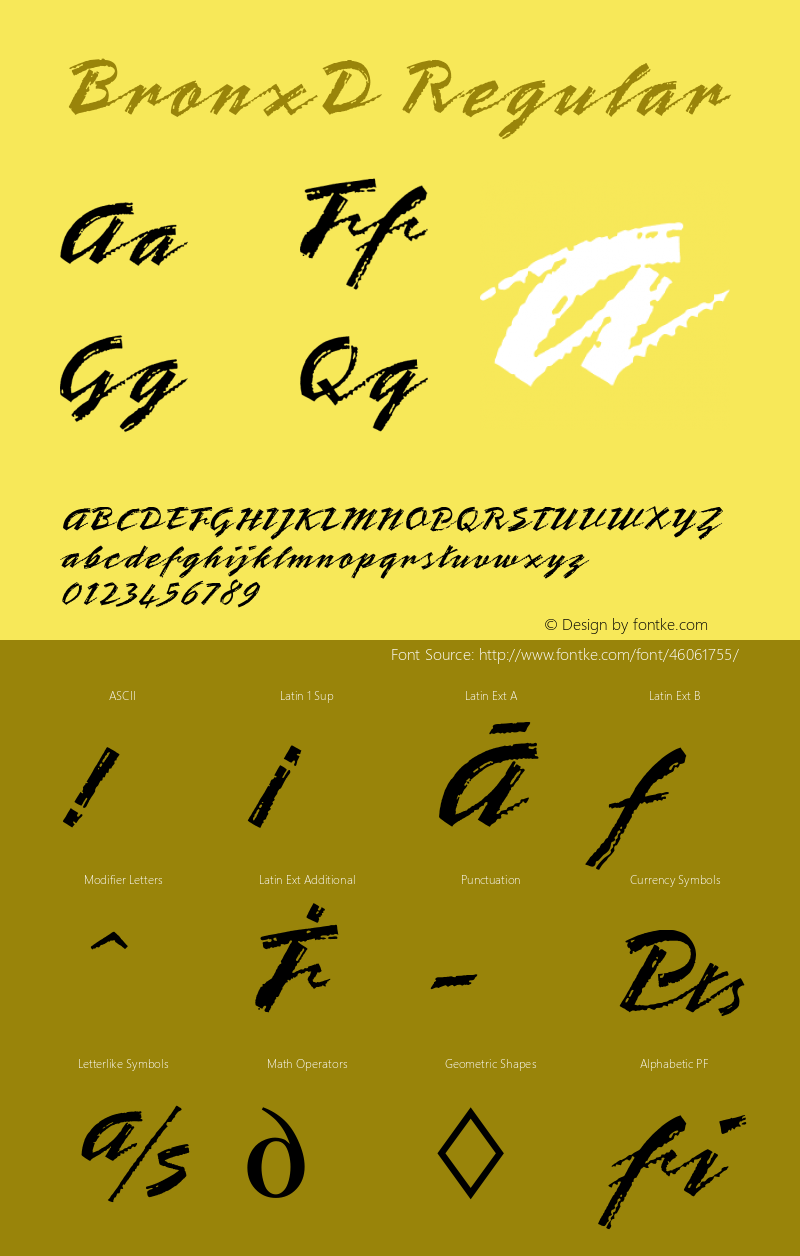 BronxD Version 1.00 Font Sample