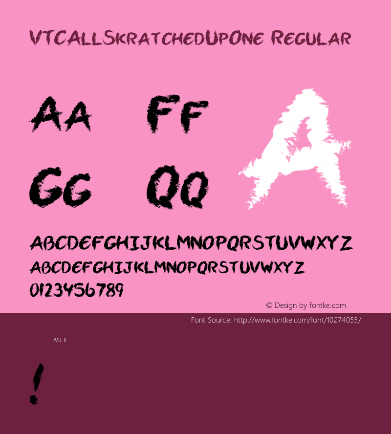 VTCAllSkratchedUpOne Regular Version 1.002 2010 Font Sample