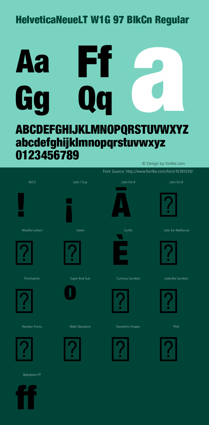 HelveticaNeueLT W1G 97 BlkCn Regular Version 1.100;PS 001.001;hotconv 1.0.38 Font Sample