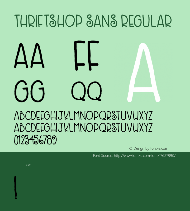 Thriftshop Sans Regular Version 1.00 2015 Font Sample