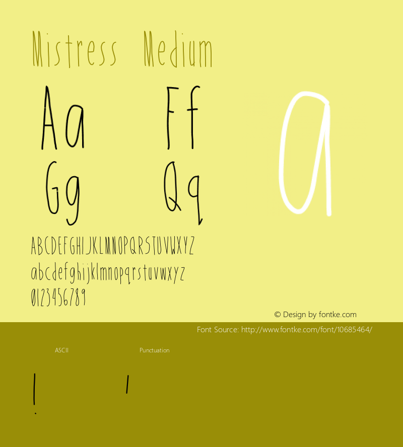 Mistress Medium Version 1.0 Font Sample