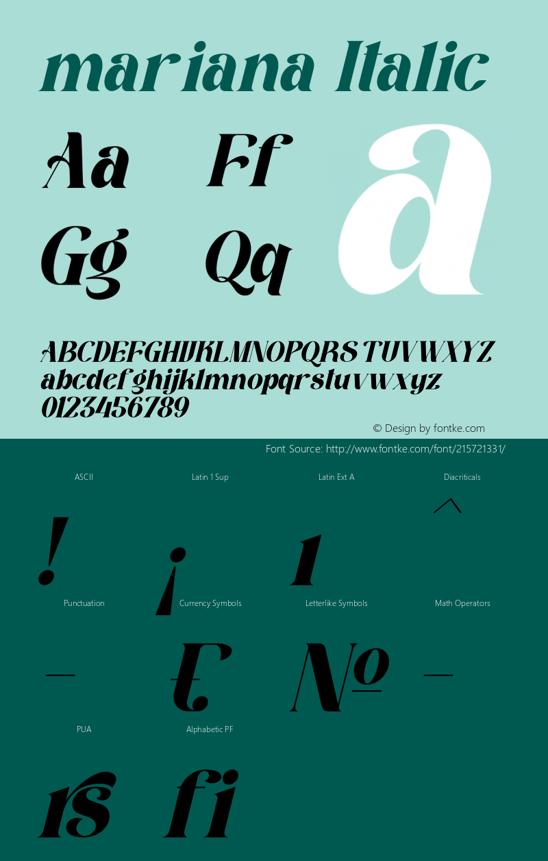 mariana Italic Version 1.00;December 1, 2021;FontCreator 13.0.0.2680 64-bit图片样张