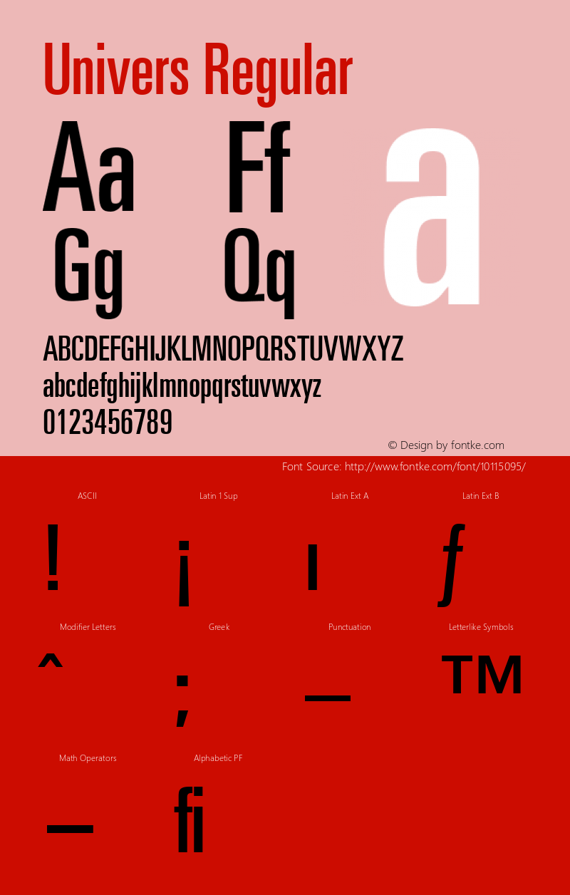 Univers Regular 001.000 Font Sample